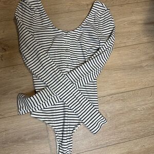 Striped Black and White Bodysuit
